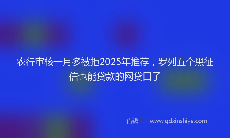 农行审核一月多被拒2025年推荐，罗列五个黑征信也能贷款的网贷口子
