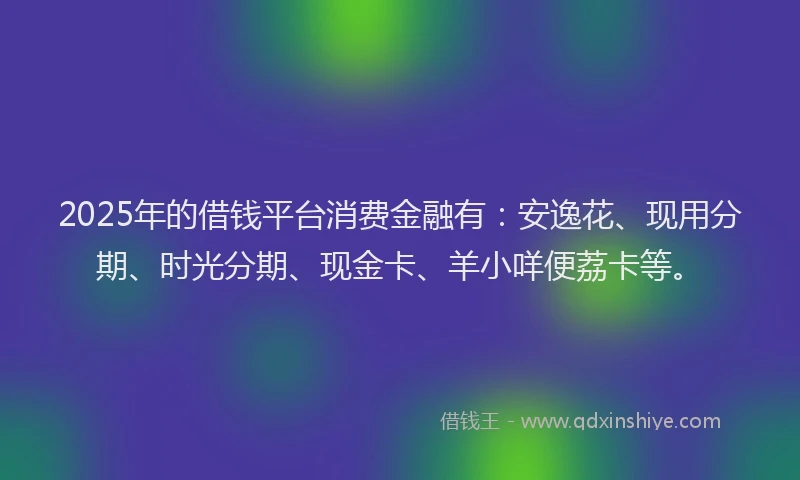 2025年的借钱平台消费金融有：安逸花、现用分期、时光分期、现金卡、羊小咩便荔卡等。