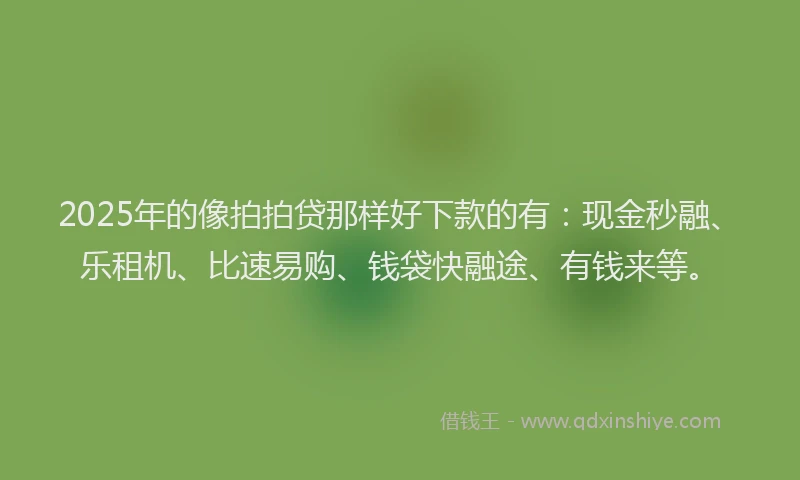 2025年的像拍拍贷那样好下款的有：现金秒融、乐租机、比速易购、钱袋快融途、有钱来等。