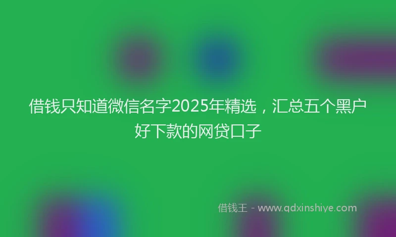 借钱只知道微信名字2025年精选，汇总五个黑户好下款的网贷口子