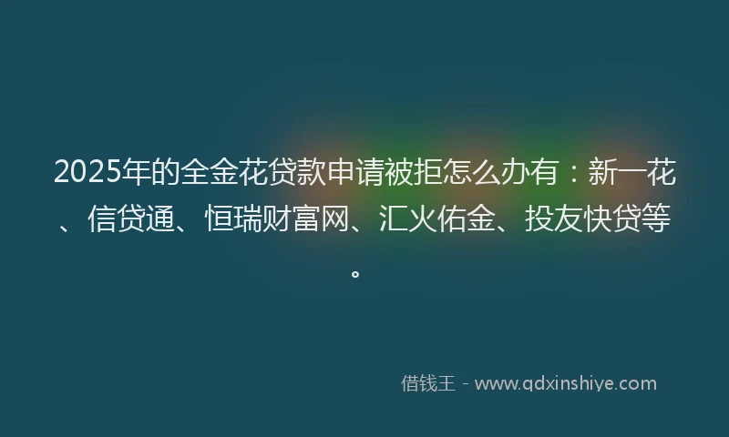2025年的全金花贷款申请被拒怎么办有：新一花、信贷通、恒瑞财富网、汇火佑金、投友快贷等。