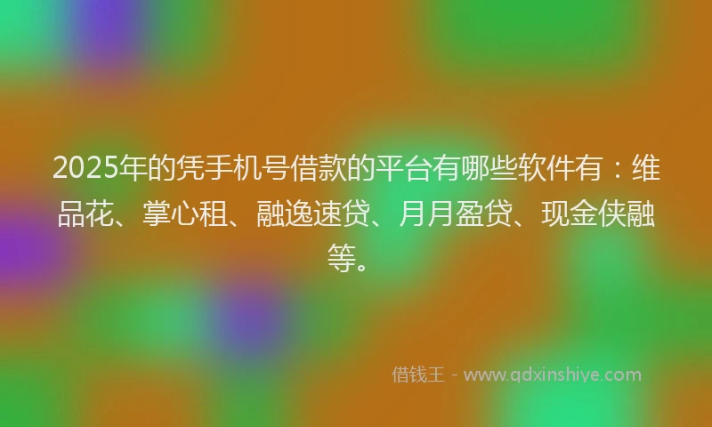 2025年的凭手机号借款的平台有哪些软件有：维品花、掌心租、融逸速贷、月月盈贷、现金侠融等。