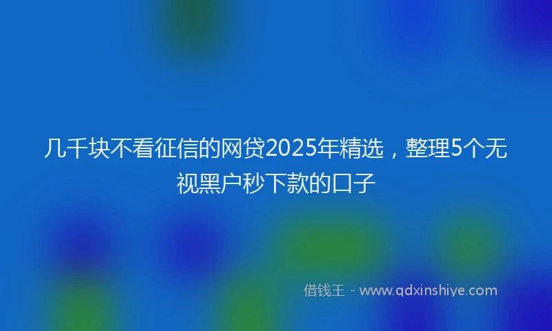 几千块不看征信的网贷2025年精选，整理5个无视黑户秒下款的口子