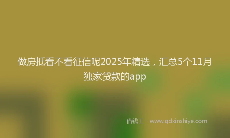做房抵看不看征信呢2025年精选，汇总5个11月独家贷款的app