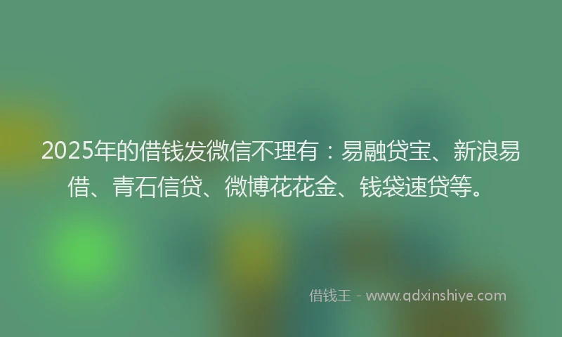 2025年的借钱发微信不理有：易融贷宝、新浪易借、青石信贷、微博花花金、钱袋速贷等。