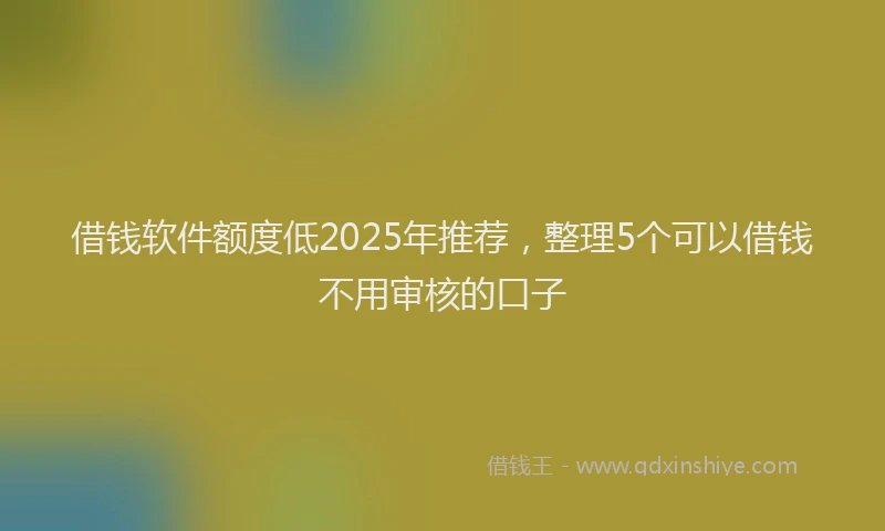 借钱软件额度低2025年推荐，整理5个可以借钱不用审核的口子