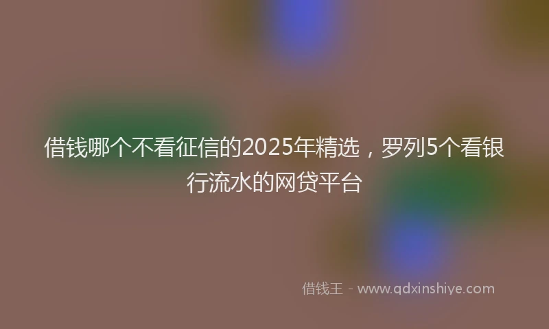 借钱哪个不看征信的2025年精选，罗列5个看银行流水的网贷平台