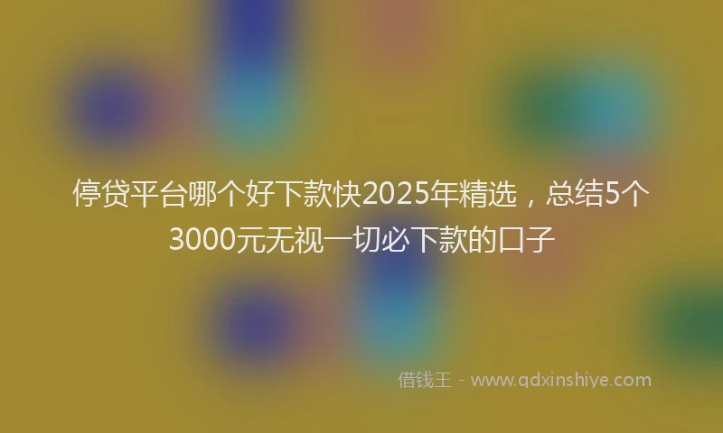 停贷平台哪个好下款快2025年精选，总结5个3000元无视一切必下款的口子