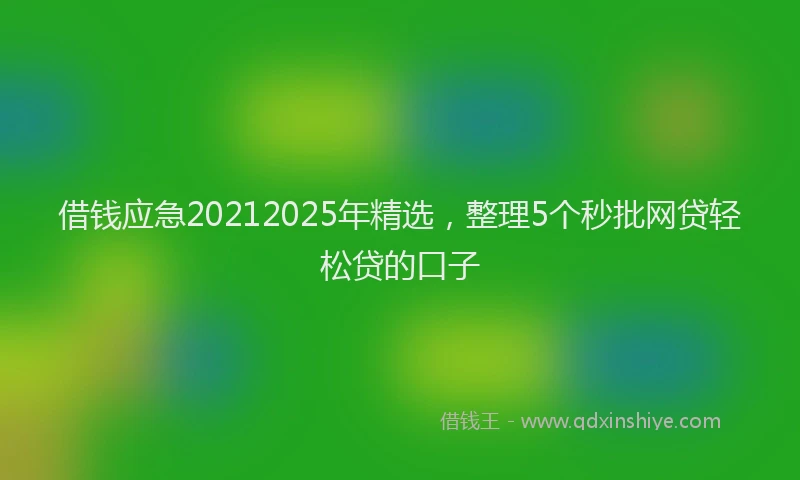 借钱应急20212025年精选，整理5个秒批网贷轻松贷的口子