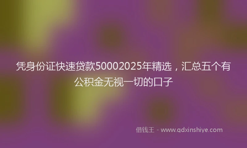 凭身份证快速贷款50002025年精选，汇总五个有公积金无视一切的口子