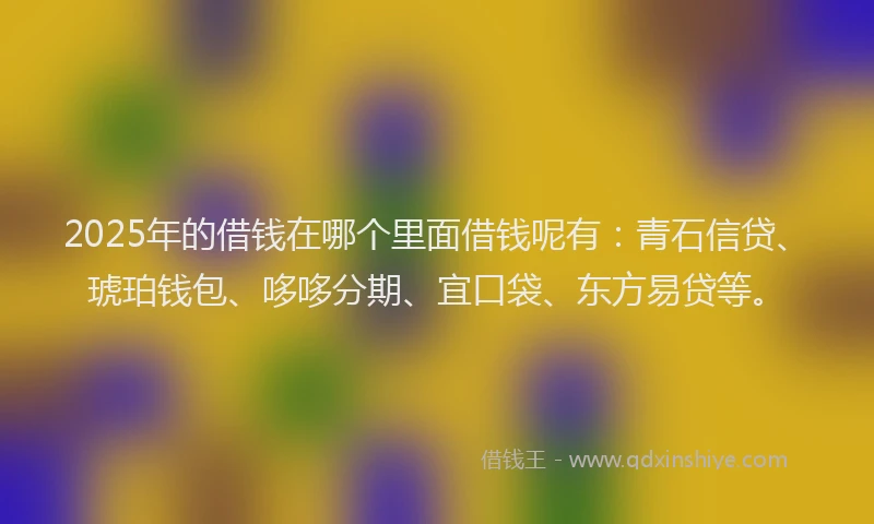 2025年的借钱在哪个里面借钱呢有：青石信贷、琥珀钱包、哆哆分期、宜口袋、东方易贷等。