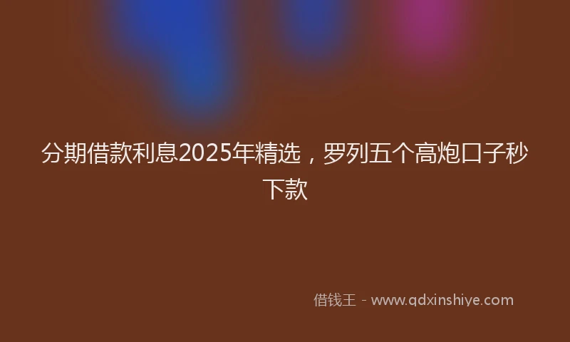 分期借款利息2025年精选，罗列五个高炮口子秒下款