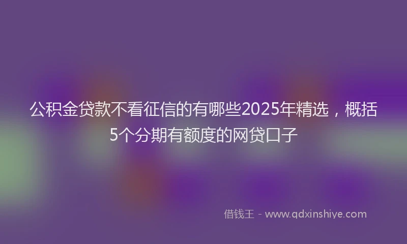公积金贷款不看征信的有哪些2025年精选，概括5个分期有额度的网贷口子