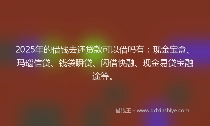 2025年的借钱去还贷款可以借吗有：现金宝盒、玛瑙信贷、钱袋瞬贷、闪借快融、现金易贷宝融途等。
