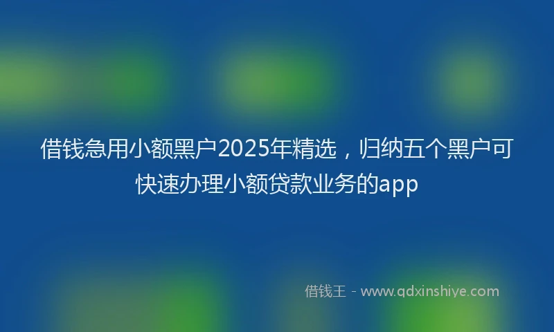 借钱急用小额黑户2025年精选，归纳五个黑户可快速办理小额贷款业务的app