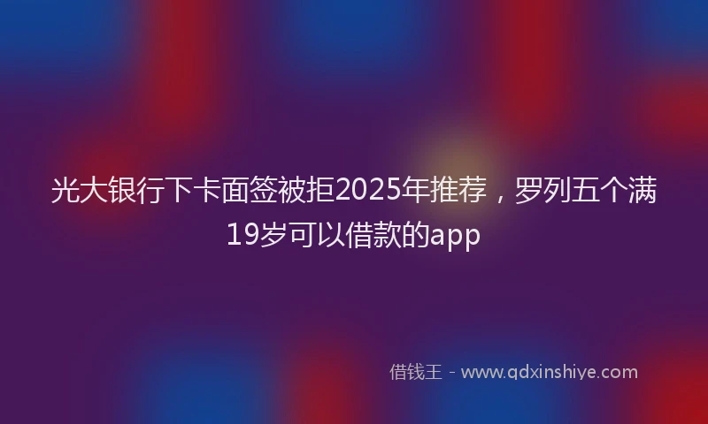 光大银行下卡面签被拒2025年推荐，罗列五个满19岁可以借款的app