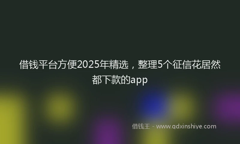 借钱平台方便2025年精选，整理5个征信花居然都下款的app