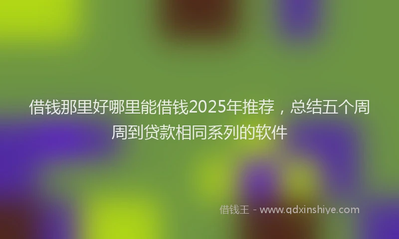 借钱那里好哪里能借钱2025年推荐，总结五个周周到贷款相同系列的软件