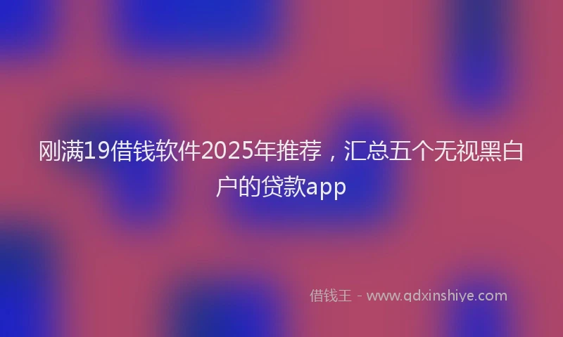 刚满19借钱软件2025年推荐，汇总五个无视黑白户的贷款app