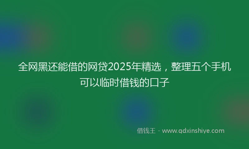 全网黑还能借的网贷2025年精选，整理五个手机可以临时借钱的口子