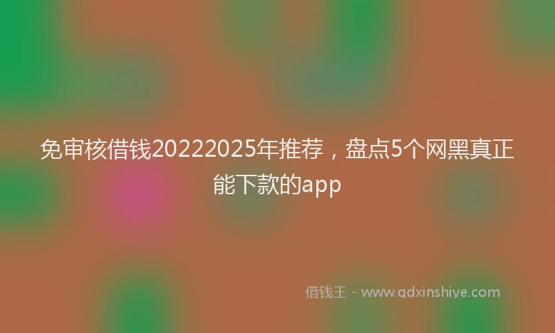 免审核借钱20222025年推荐，盘点5个网黑真正能下款的app