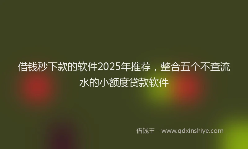 借钱秒下款的软件2025年推荐，整合五个不查流水的小额度贷款软件