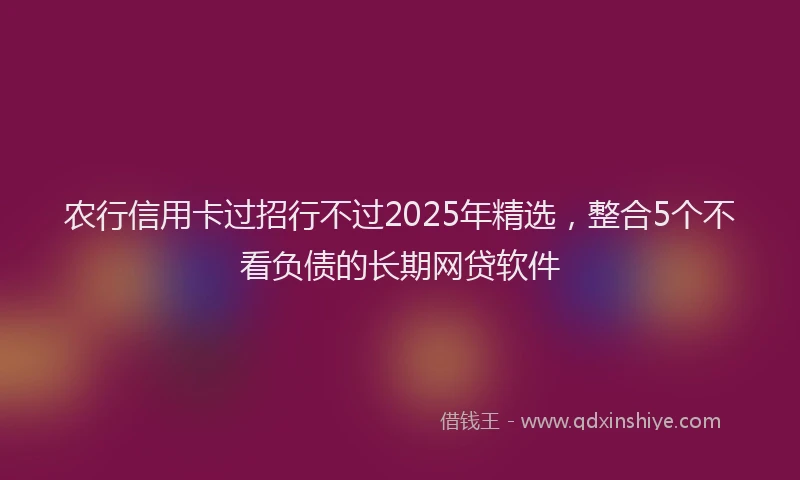 农行信用卡过招行不过2025年精选，整合5个不看负债的长期网贷软件