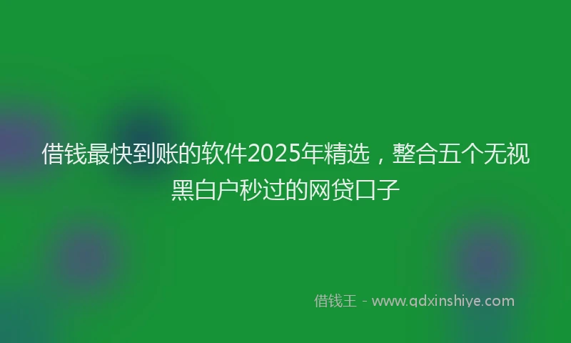 借钱最快到账的软件2025年精选，整合五个无视黑白户秒过的网贷口子