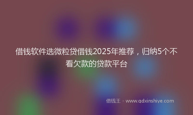 借钱软件选微粒贷借钱2025年推荐，归纳5个不看欠款的贷款平台