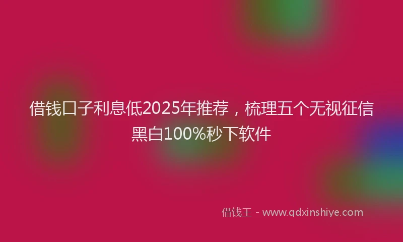 借钱口子利息低2025年推荐，梳理五个无视征信黑白100%秒下软件
