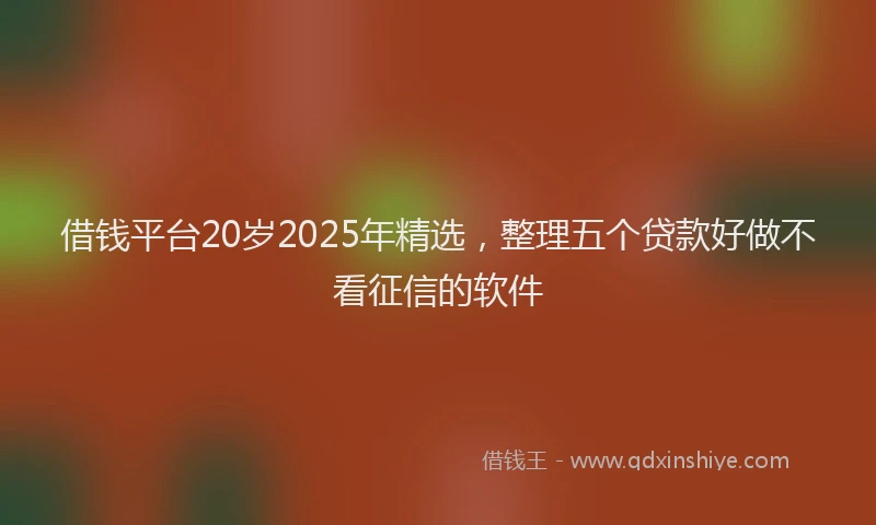 借钱平台20岁2025年精选，整理五个贷款好做不看征信的软件