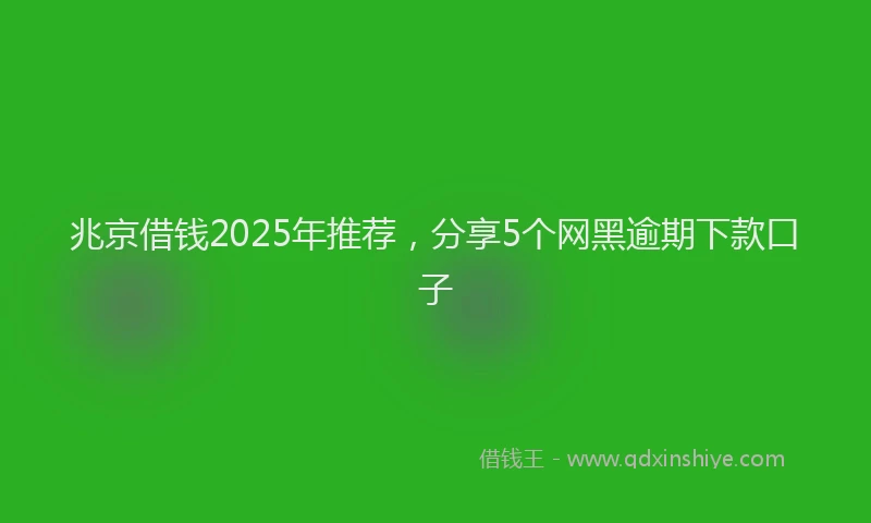 兆京借钱2025年推荐，分享5个网黑逾期下款口子