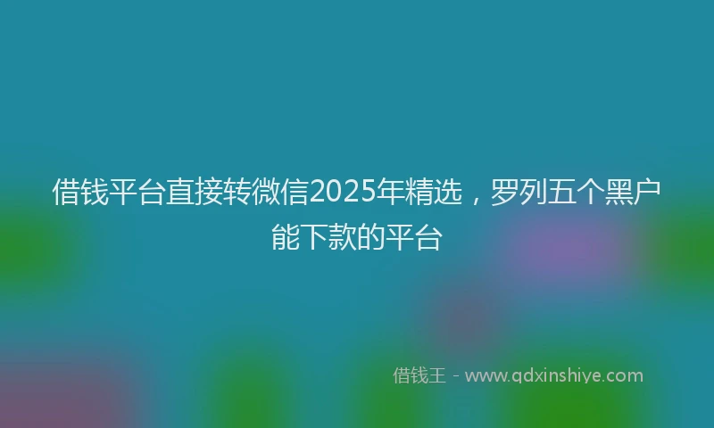 借钱平台直接转微信2025年精选，罗列五个黑户能下款的平台