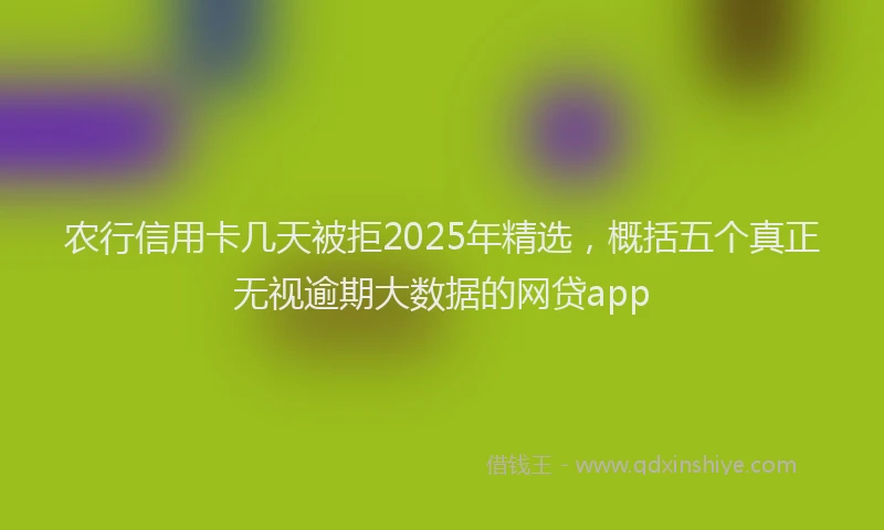 农行信用卡几天被拒2025年精选，概括五个真正无视逾期大数据的网贷app