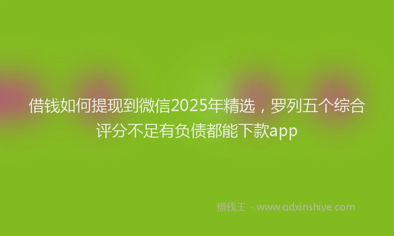 借钱如何提现到微信2025年精选，罗列五个综合评分不足有负债都能下款app