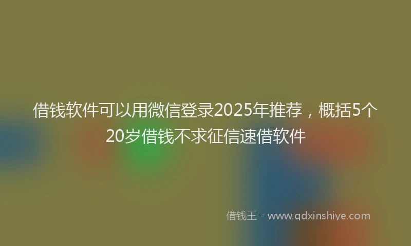 借钱软件可以用微信登录2025年推荐，概括5个20岁借钱不求征信速借软件