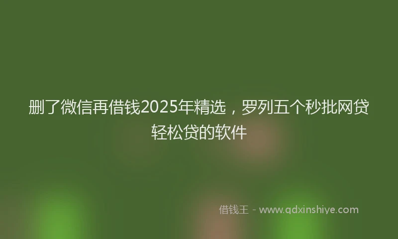 删了微信再借钱2025年精选，罗列五个秒批网贷轻松贷的软件