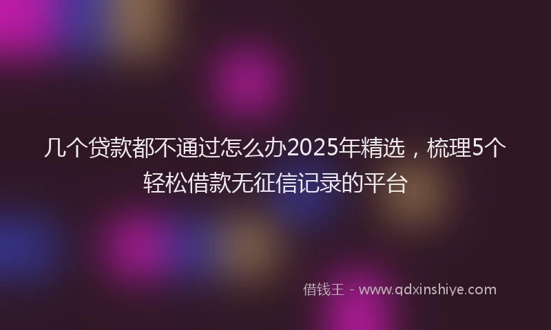 几个贷款都不通过怎么办2025年精选，梳理5个轻松借款无征信记录的平台