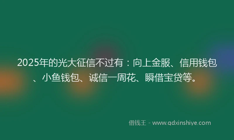 2025年的光大征信不过有：向上金服、信用钱包、小鱼钱包、诚信一周花、瞬借宝贷等。