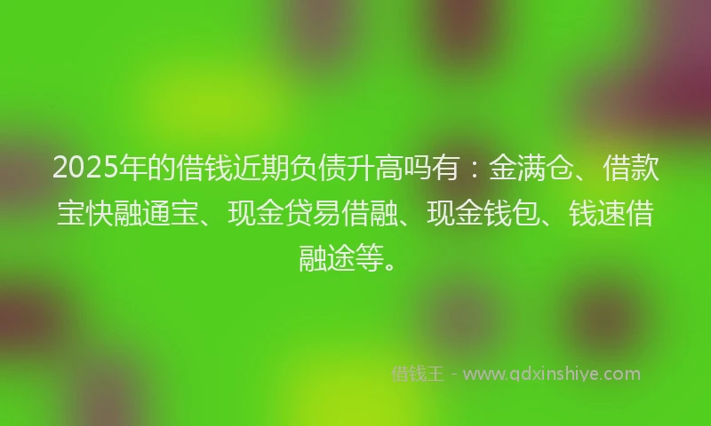 2025年的借钱近期负债升高吗有：金满仓、借款宝快融通宝、现金贷易借融、现金钱包、钱速借融途等。