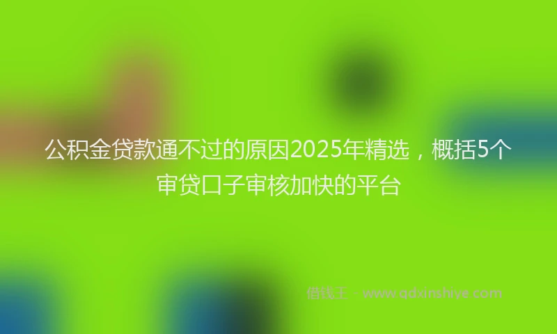 公积金贷款通不过的原因2025年精选，概括5个审贷口子审核加快的平台