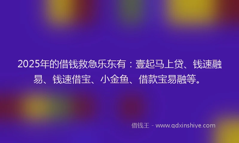 2025年的借钱救急乐东有：壹起马上贷、钱速融易、钱速借宝、小金鱼、借款宝易融等。