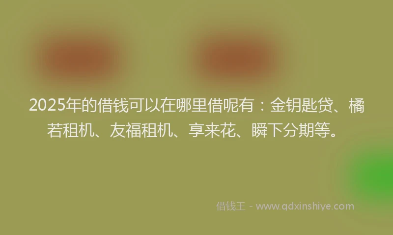 2025年的借钱可以在哪里借呢有：金钥匙贷、橘若租机、友福租机、享来花、瞬下分期等。