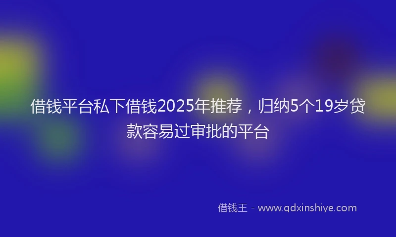 借钱平台私下借钱2025年推荐，归纳5个19岁贷款容易过审批的平台