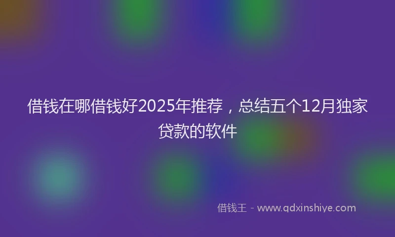 借钱在哪借钱好2025年推荐，总结五个12月独家贷款的软件