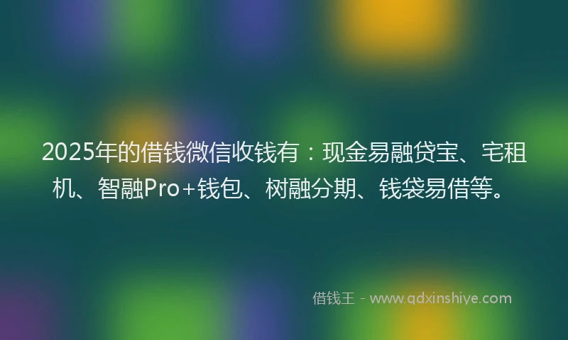 2025年的借钱微信收钱有：现金易融贷宝、宅租机、智融Pro+钱包、树融分期、钱袋易借等。