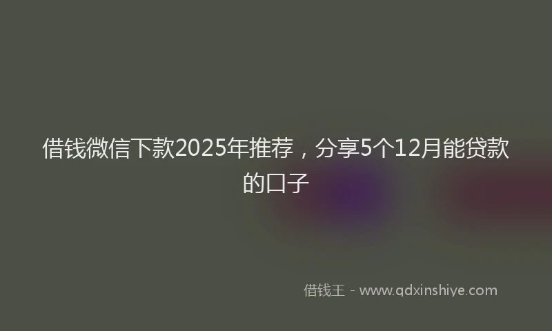 借钱微信下款2025年推荐，分享5个12月能贷款的口子