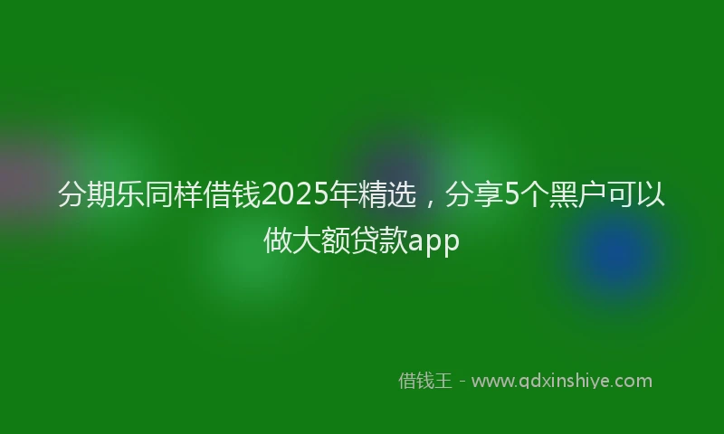 分期乐同样借钱2025年精选，分享5个黑户可以做大额贷款app