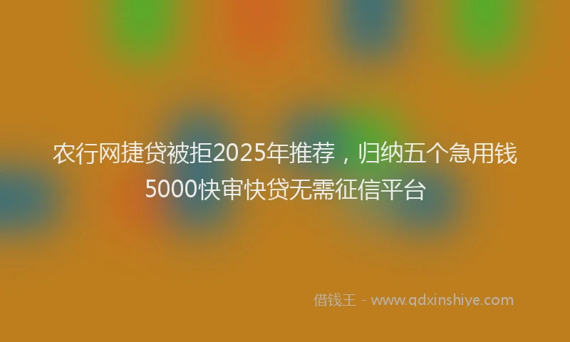 农行网捷贷被拒2025年推荐，归纳五个急用钱5000快审快贷无需征信平台
