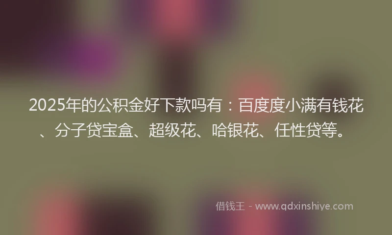 2025年的公积金好下款吗有：百度度小满有钱花、分子贷宝盒、超级花、哈银花、任性贷等。